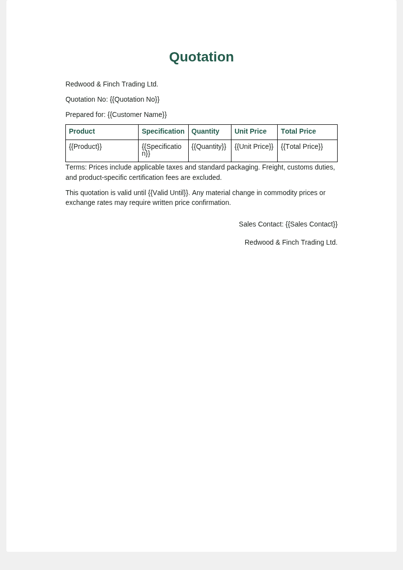 Quotation sample
