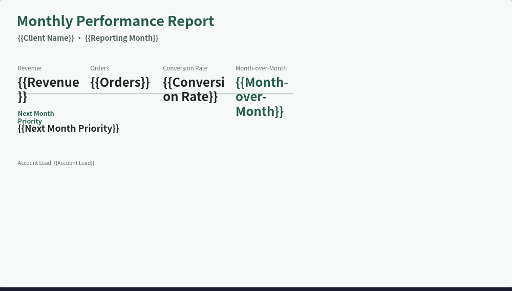 Monthly report sample
